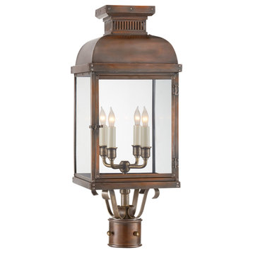 Suffork Post Outdoor Lantern, 4-Light, Natural Copper, Clear Glass, 24.25"H