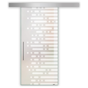 Modern Frosted Glass Sliding Door with Contemporary Interior Design, 36"x81", T-Handle Bars