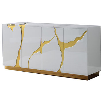 Domitianus Lacquer With Gold Accents Sideboard, White