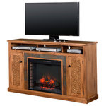 Sunny Designs - Sedona Fireplace Media Console - Stow electronics and media accessories in handsome style with the Sedona Fireplace Media Console. Crafted from oak with simple lines and a warm rustic finish, this piece adds instant character to your design. Its firebox brings a cozy ambiance to your room, and natural slate accents, recycled wood details and rustic hardware complete the look. Traditional country style finds new life in this modern heirloom piece from the Sunny Designs, Inc. collection.