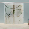 Sliding Glass Barn Door With Frosted & Circular Design, 64"x81"