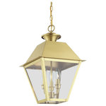 Livex Lighting - Wentworth 3 Light Natural Brass Outdoor Large Pendant Lantern - With its appealing natural brass finish and clear glass, the stunning Mansfield collection will make an elegant addition to any outdoor space. Formed from solid brass & traditionally inspired, this three-light outdoor large pendant is perfect for your entry way. Combining superb craftsmanship and affordable price, this fixture is sure to be a timeless addition to your home.