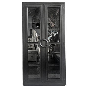 Black Ring Wood & Glass Cabinet