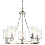 Minka Lavery - Studio 5 by Minka-Lavery 5-Light Chandelier, Polished Nickel - A lifestyle design consistent with urban trends. Glass shades set upon crystal deco orbs make this collection a true design solution for living.