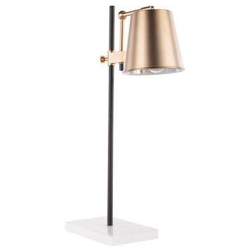 Lumisource Metric Table Lamp, White Marble and Antique Brass