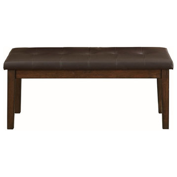 Lexicon Wieland 46" Transitional Faux Leather Dining Room Bench in Brown