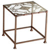 Rust Iron and Glass Scroll Medallion Side Table