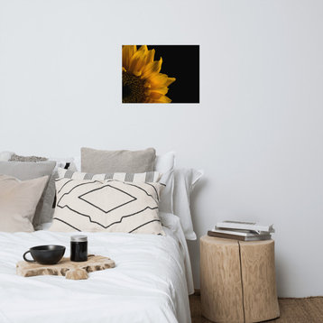 Sunflower in Corner Nature Photography, Floral Unframed Wall Art Print, 18" X 24"