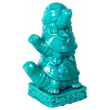 Stacking Turtle Ceramic Sculpture, Turquoise