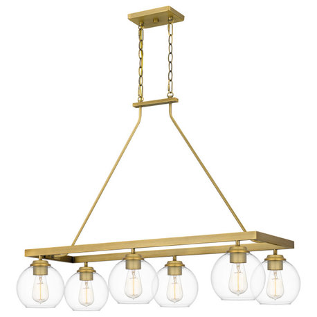 Quoizel CLD637 6 Light 38"W Linear Chandelier - Aged Brass