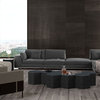 Perry 1-Arm Corner Sofa With 2 Ottomans, Shadow Gray Fabric