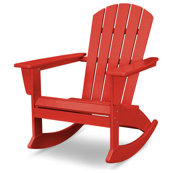POLYWOOD Nautical Adirondack Rocking Chair, Sunset Red