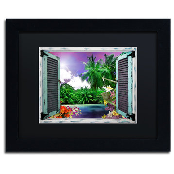 Leo Kelly 'Window to Paradise I' Art, Black Frame, Black Mat, 14x11