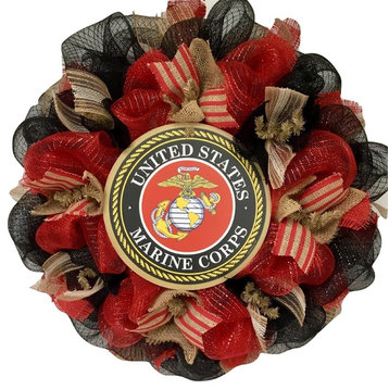 The Few The Proud The Marines Handmade Deco Mesh Wreath