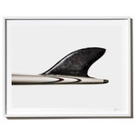Timothy Hogan Studio - "Hobie Longboard" Surf Art Photograph, White Frame, 14''x18'' - Hobie Big Wave Surfboard, photographed by Timothy Hogan. The rich black singe fin forms a dramatic silhouette in this powerfully monochromatic fine-art photographic print. It's masculine feel is perfect for the urban loft, bar, or restaurant and is best viewed in our largest size for the most impact. This 10'4 Hobie big wave surfboard was shaped by Dick Brewer for legendary surfer Buzzy Trent. It was photographed by Timothy Hogan at the Surfing Heritage and Cultural Center in San Clemente, California.