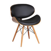 Cassie Dining Chair, Walnut Wood and Black Pu