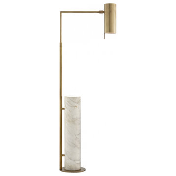 Alma Floor Lamp, 1-Light, Antique Burnished Brass, White Marble, 52.5"H