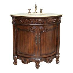 Adelina 24 inch Corner Antique Bathroom Vanity Light Walnut Finish - Bathroom Vanities And Sink Consoles