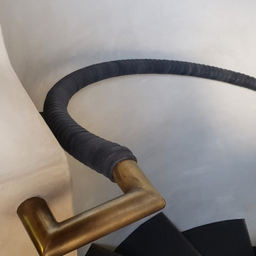 Black Leather Wrapped Brass Handrail