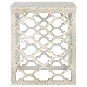 Ronnie End Table Distressed White