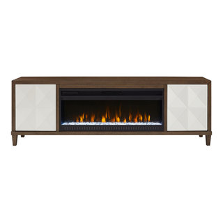 Multifunctional Entertainment Console with Fireplace - Antique Brown