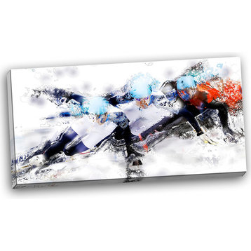 "Speed Skating Finish Line" Canvas Painting