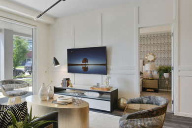 Example of a trendy family room design in Calgary