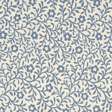 Blue And Beige Floral Reversible Matelasse Upholstery Fabric By The Yard