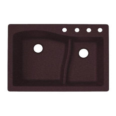 Swan 33x22x5.625 Granite Kitchen Sink, 4-Hole, Espresso