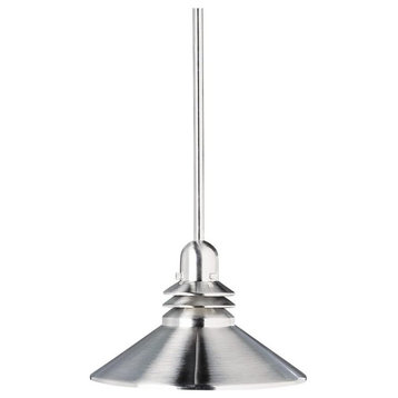 Transitional Pendant Lighting, Cone Shaped Shade With Brushed Nickel Shade