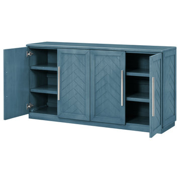 TATEUS 60" Sideboard Buffet Cabinet, Antique Blue