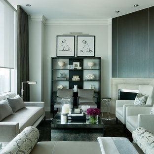 Idéer för funkis vardagsrum, med en öppen hörnspis