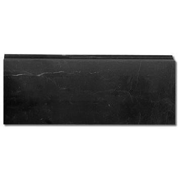 Nero Marquina Black Marble 5x12 Baseboard Edge Trim Molding Honed, 1 piece