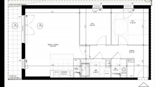 plan appartement cuisine ouverte