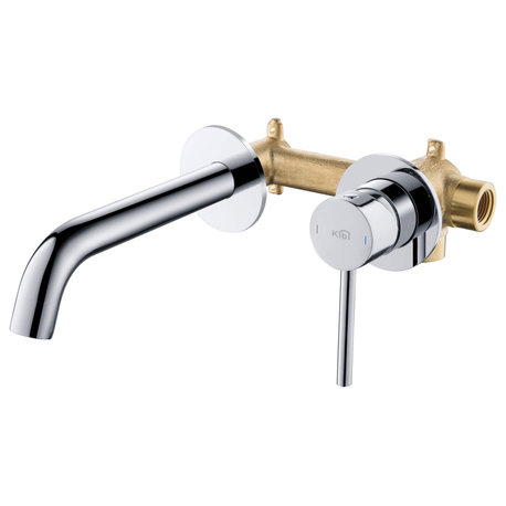 Circular Single Handle Wall Mounted Bathroom Sink Faucet, Chrome
