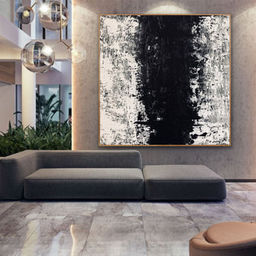 "Music" 72x72 IN Black gray abstract Art oversized Modern Painting MADE TO ORDER