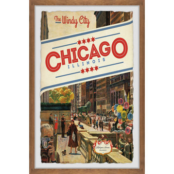 "Busy Michigan Avenue, Chicago" Framed Painting Print, 24x36