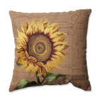 Sunflower Burlap Throw Pillow