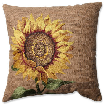 Sunflower Burlap Throw Pillow