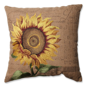 Sunflower Burlap Throw Pillow