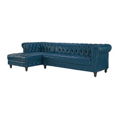 50 Most Por Traditional Sectional Sofas For 2018 Houzz Sofamania Chesterfield Tufted Leather Sectional Sofa With Left Facing Chaise Blue Sofas