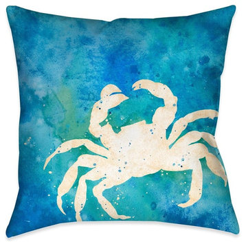 Laural Home Blue Crab Splash Indoor Decorative Pillow, 18"x18"