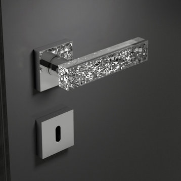 Feodora Modern Cut Crystal Passage Door Handle, Chrome