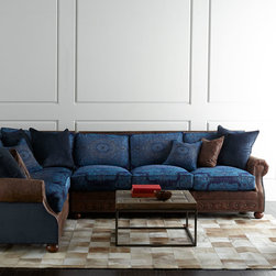 Old Hickory Tannery Blue Woodstock Sectional Sofa - Sectional Sofas