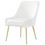 Inspired Home - Fergo Dining Chair, Set of 2, White Leather Pu, Armless, Leg: Gold - Our trendy dining chairs in set of 2 add stylish intrigue to your dining room and kitchen area. These beautifully upholstered dining chairs create a warm, inviting seating option with a unique style that will add an aura of sophistication to your dining room with its alluring comfort and luxurious style. Choose from a wide variety of available color choices and pattern options to complement your existing color palette.FEATURES: