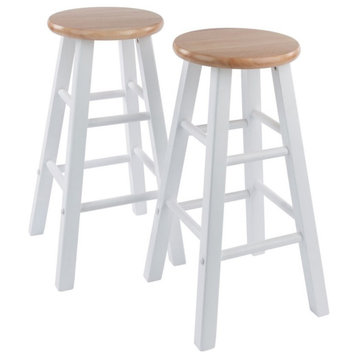 Winsome Element 24" Solid Wood Counter Stool in Natural and White (Set of 2)