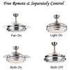 Modern Retractable Ceiling Fan 6-Speed Reversible Motor with Remote and Light, Silver (Recommend), 36"