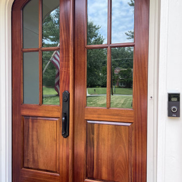 Mahogany Door Refinish - Common issue . . . original finish was not a pro job