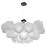 Dainolite - 8-Light Contemporary Globe Chandelier Miles, Matte Black - 35.5" Matte Black Miles Chandelier with Frosted Glass. This 8 light LED compatible is recommended for the ceiling in a Living Room. It requires 8 Halogen G9 bulbs, is covered by a 1 Year Warranty and is suitable for either a residental or commercial space.