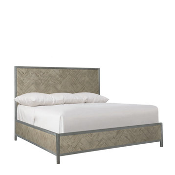 Bernhardt Loft Milo Panel Bed, Morel/Glazed Silver, Queen